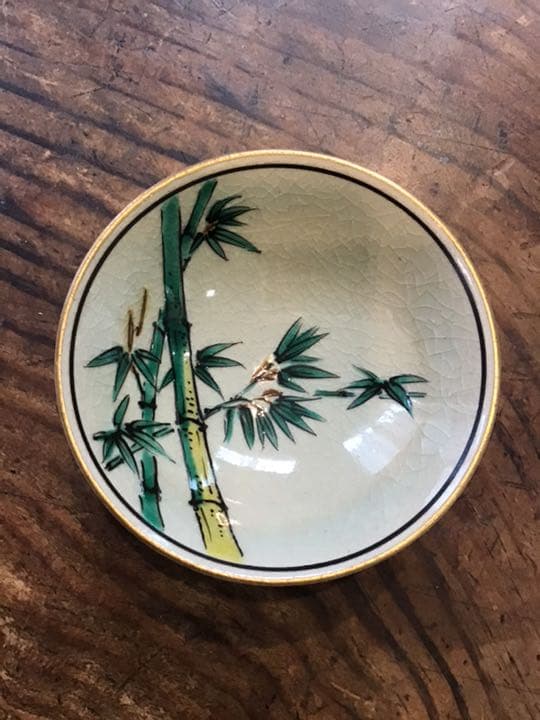 利岡光仙　色絵松竹文盃一対