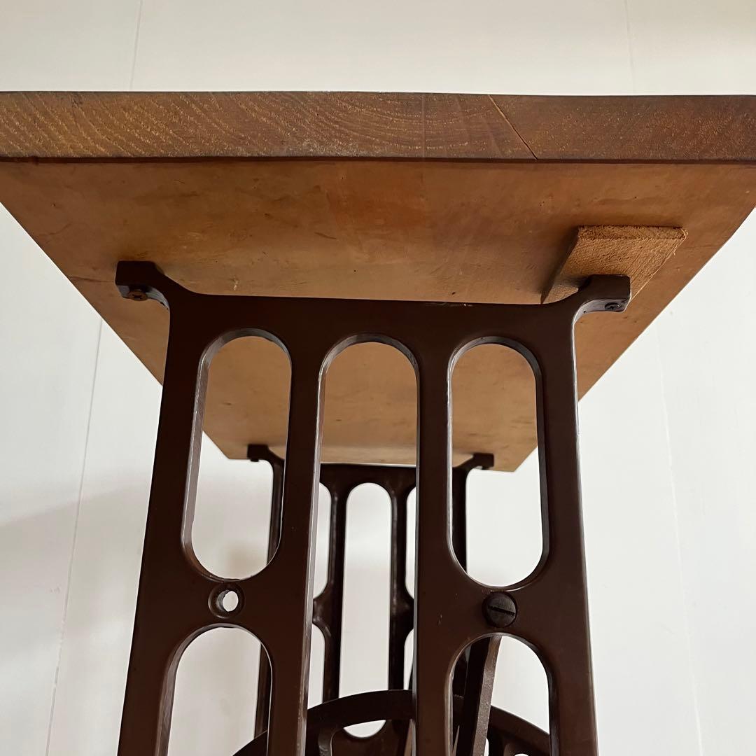 アンティーク ミシン脚 リメイク テーブル 欅 古材 一枚板 レトロ z714