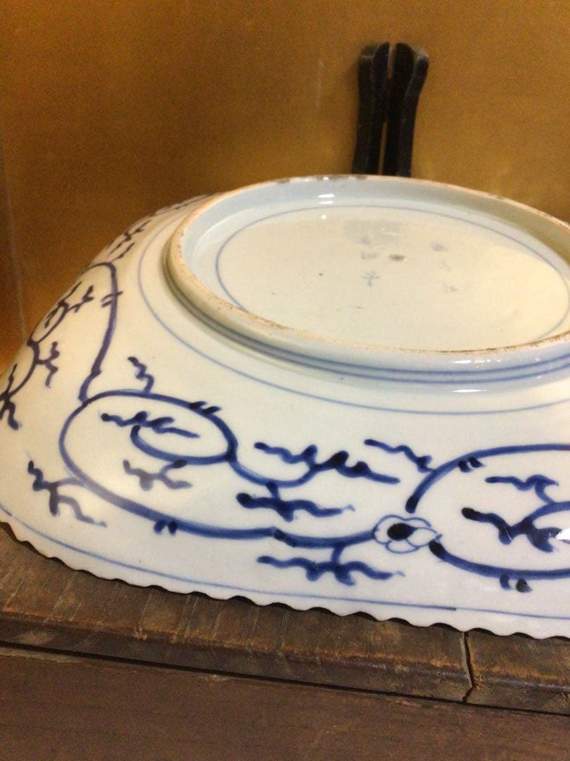 古伊万里 四角皿 幅約28.3センチ 木箱付き