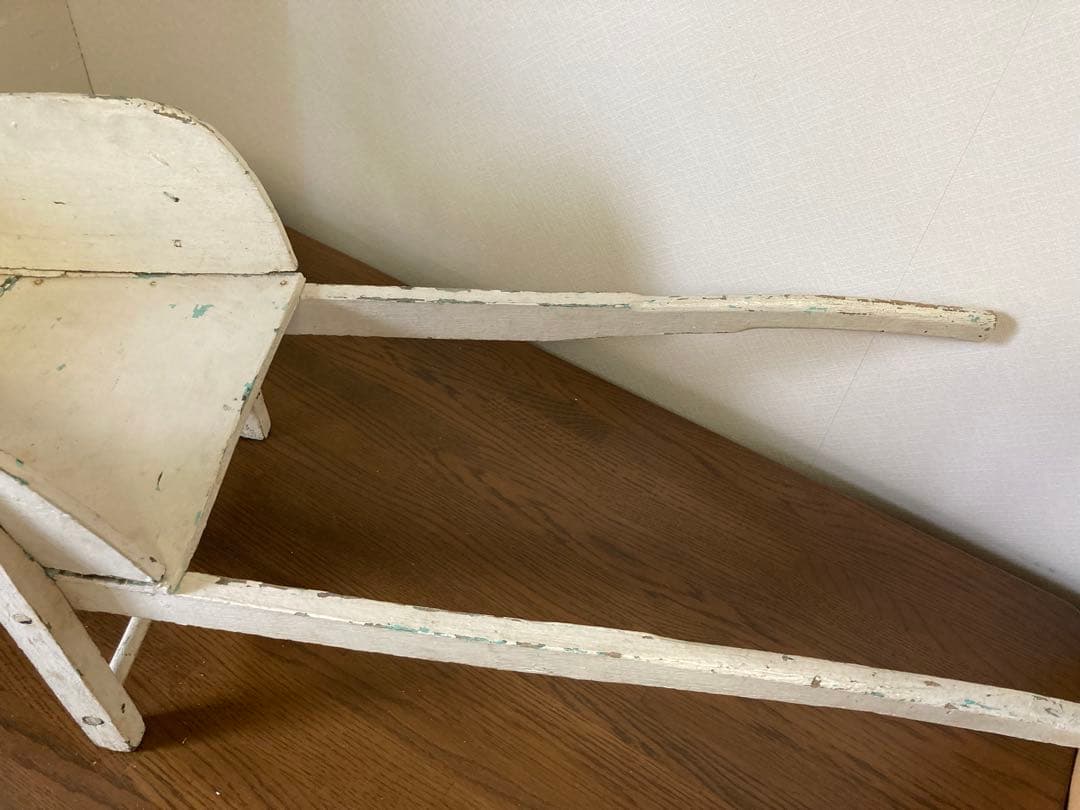 フランス アンティーク ホワイト ペイント 木製カート 手押し車 花車プランター