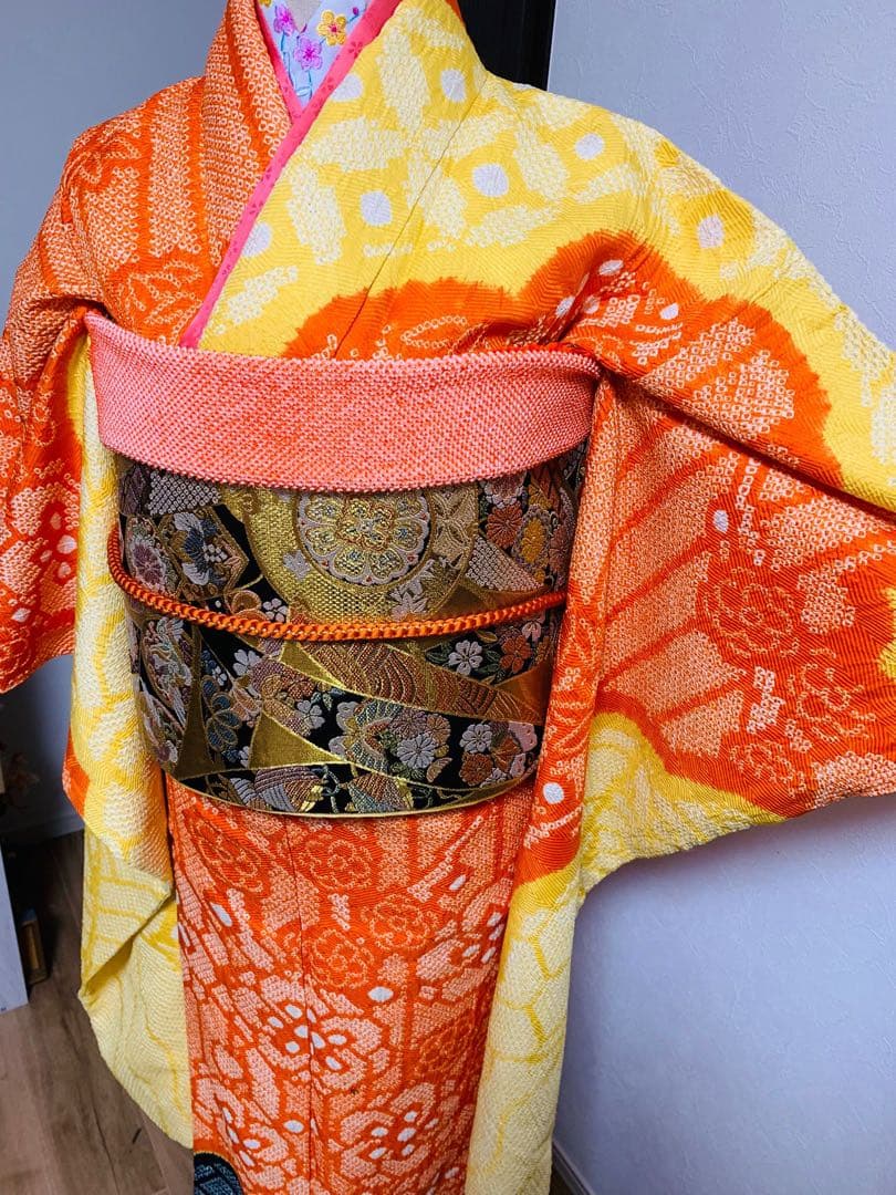 振袖 オレンジと黄色　フルセット❗️大特価セール！