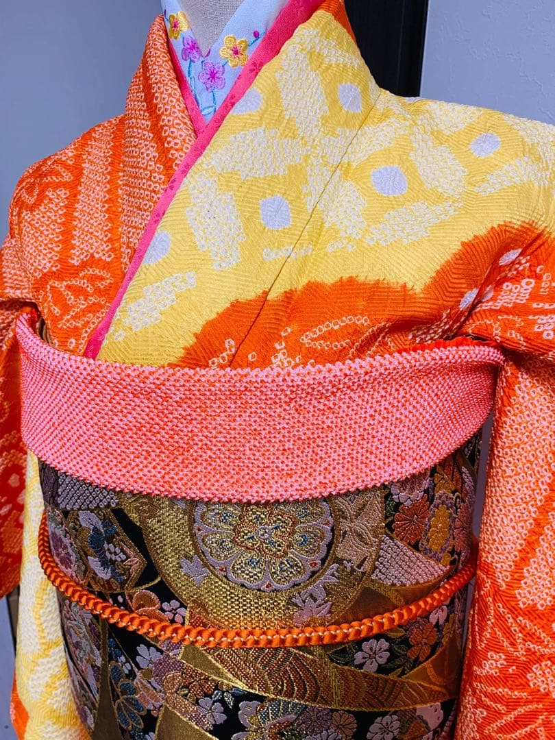 振袖 オレンジと黄色　フルセット❗️大特価セール！