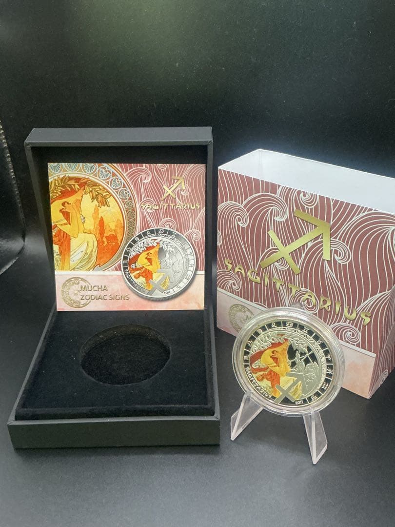 ミュシャ × 黄道十二宮 ―射手座、Sagittarius　銀メッキ付き白銅貨