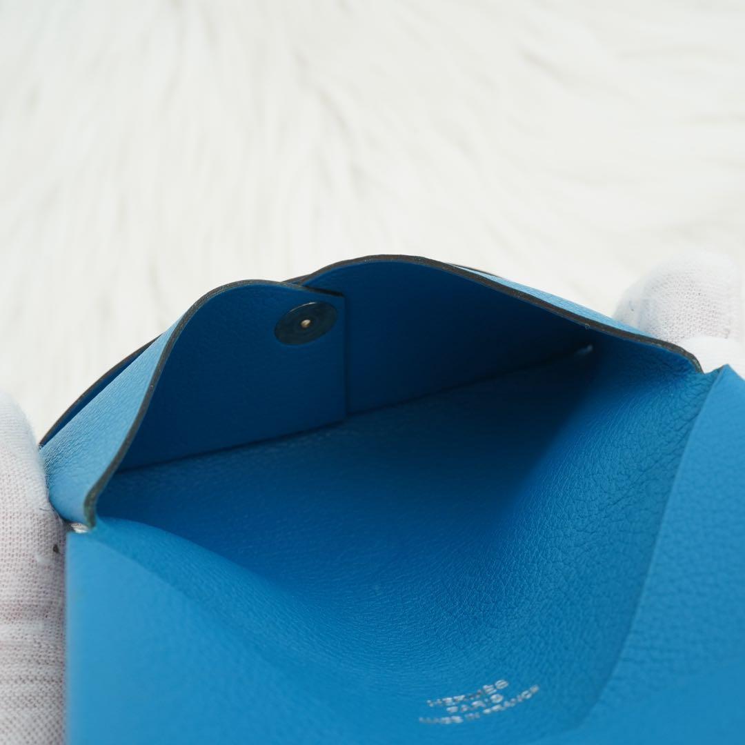 未使用品　HERMES エルメス　小銭入れ　ケース　ガルヴィ　ブルージーン