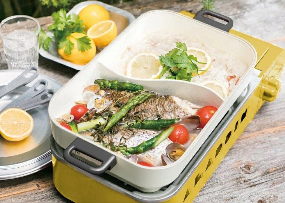 新品 アラジン SAG-RS21B ポータブル ガス ホットプレート 黄 ①