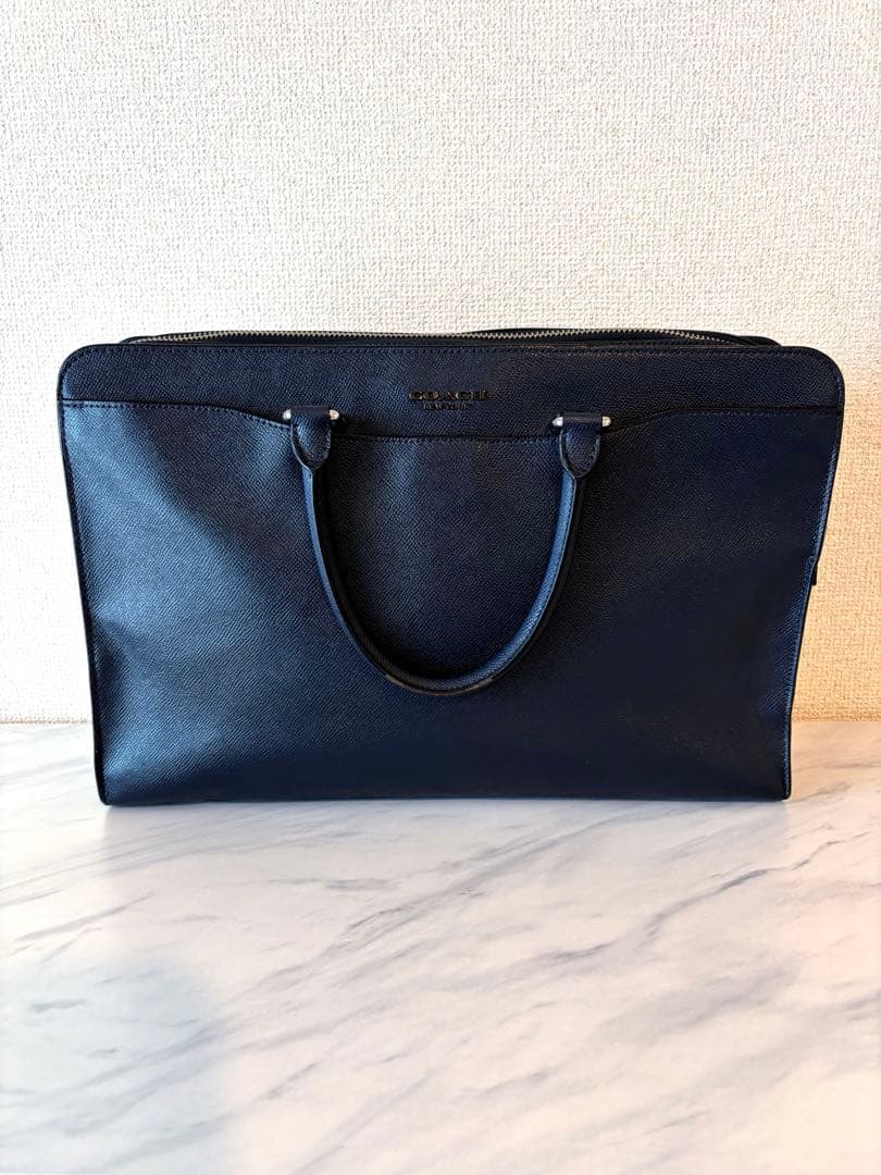 おしゃれ COACH コーチ レザービジネスバッグ ネイビー
