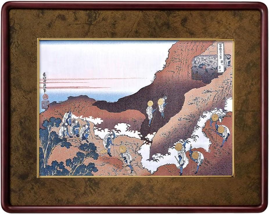 葛飾北斎　諸人登山　ジャガード織【新品】富嶽三十六景　絵画　額装　織物　浮世絵