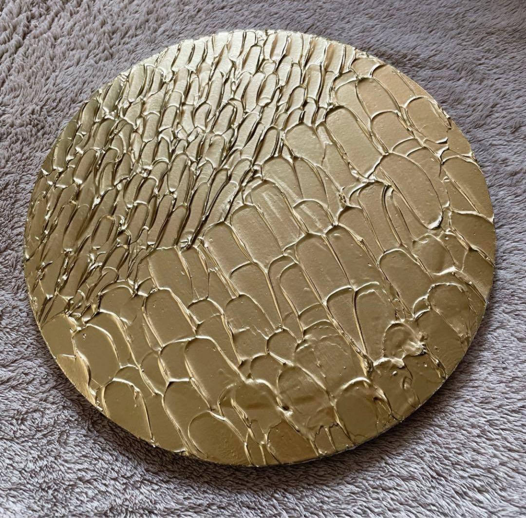 TAKU様用｜2枚｜ゴールド×シルバーテクスチャーアート｜ゴールド円形｜抽象画