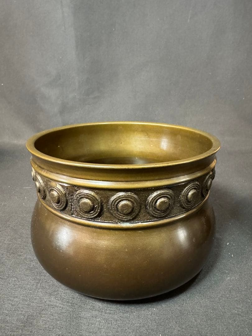 E964 送料無料　唐銅皆具　建水　尺立　水指　茶道具　蓋置 共箱　口糸目