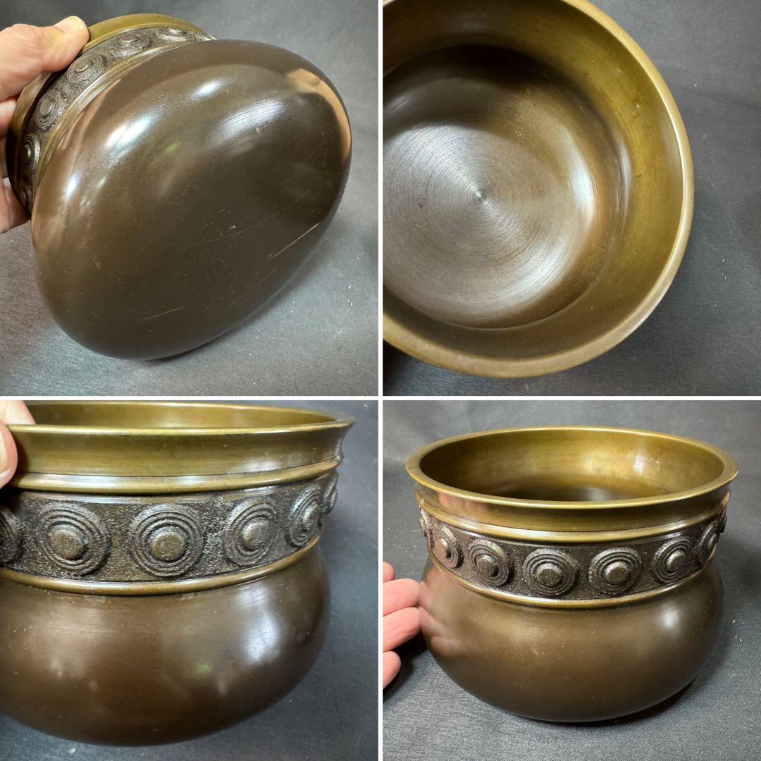 E964 送料無料　唐銅皆具　建水　尺立　水指　茶道具　蓋置 共箱　口糸目