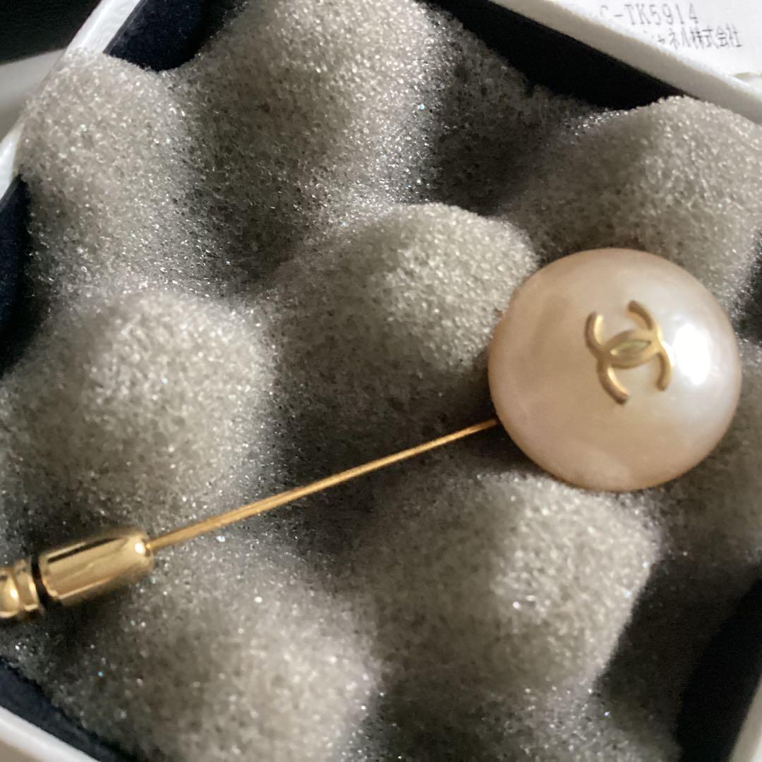 CHANEL ヴィンテージ ピンブローチ フェイクパール ゴールド ココマーク