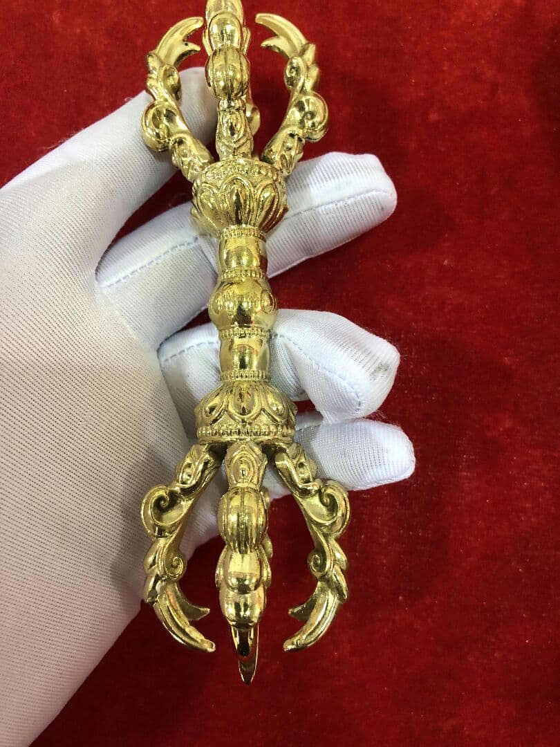 【修縁堂】仏教法器 五鈷杵 金剛杵 密教法具 真鍮製 vajra 10cm