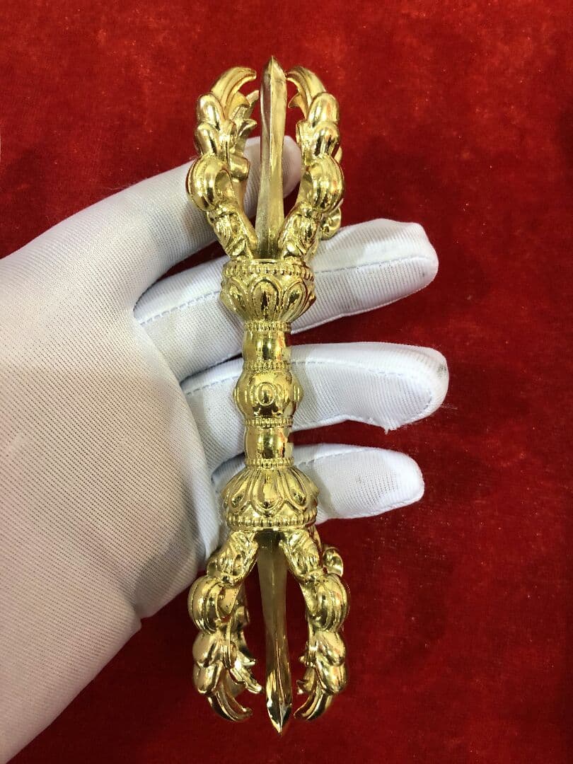 【修縁堂】仏教法器 五鈷杵 金剛杵 密教法具 真鍮製 vajra 10cm