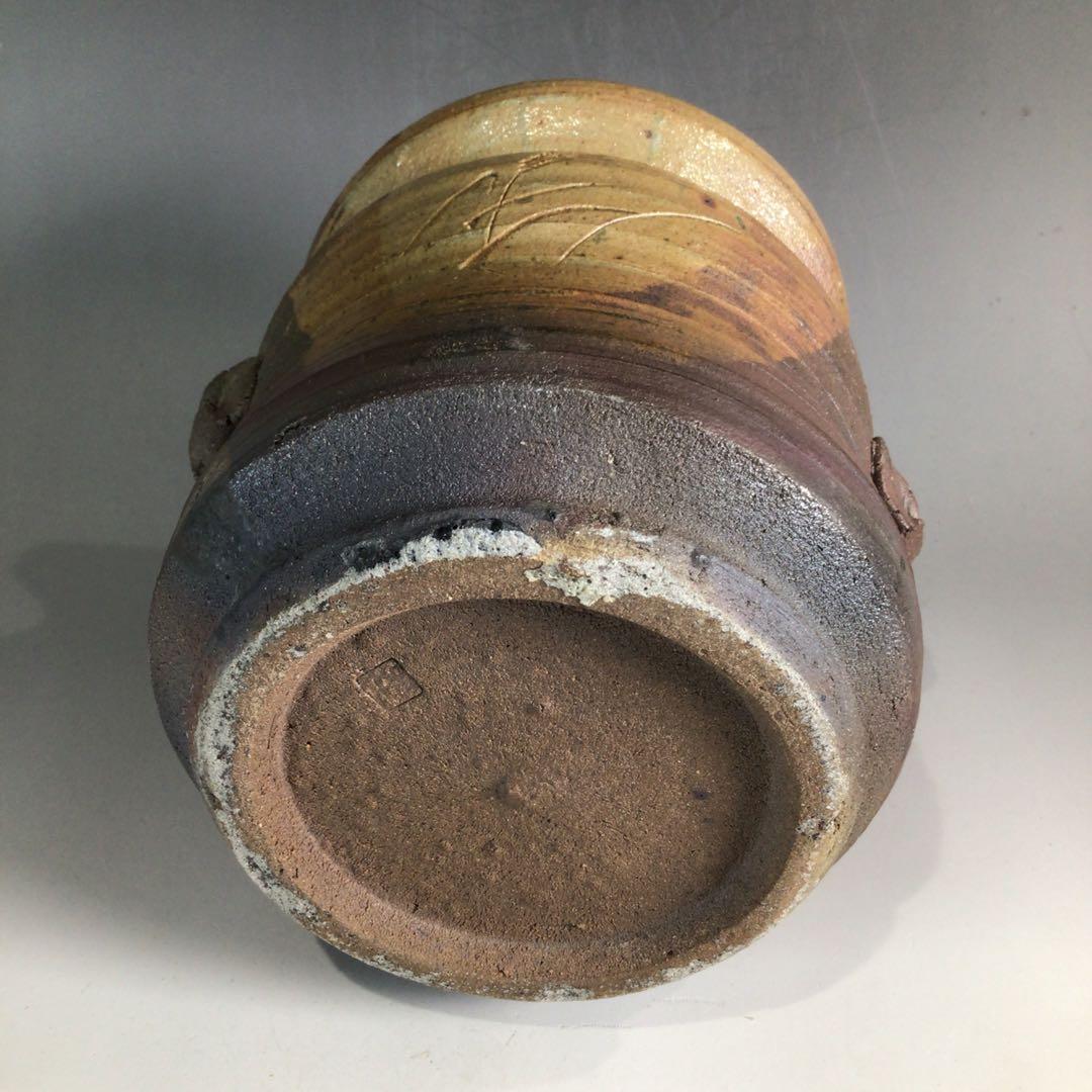 Ｐ２９５　水指　『在銘』『窯変錦彩』『耳付水指』　共箱　茶道具