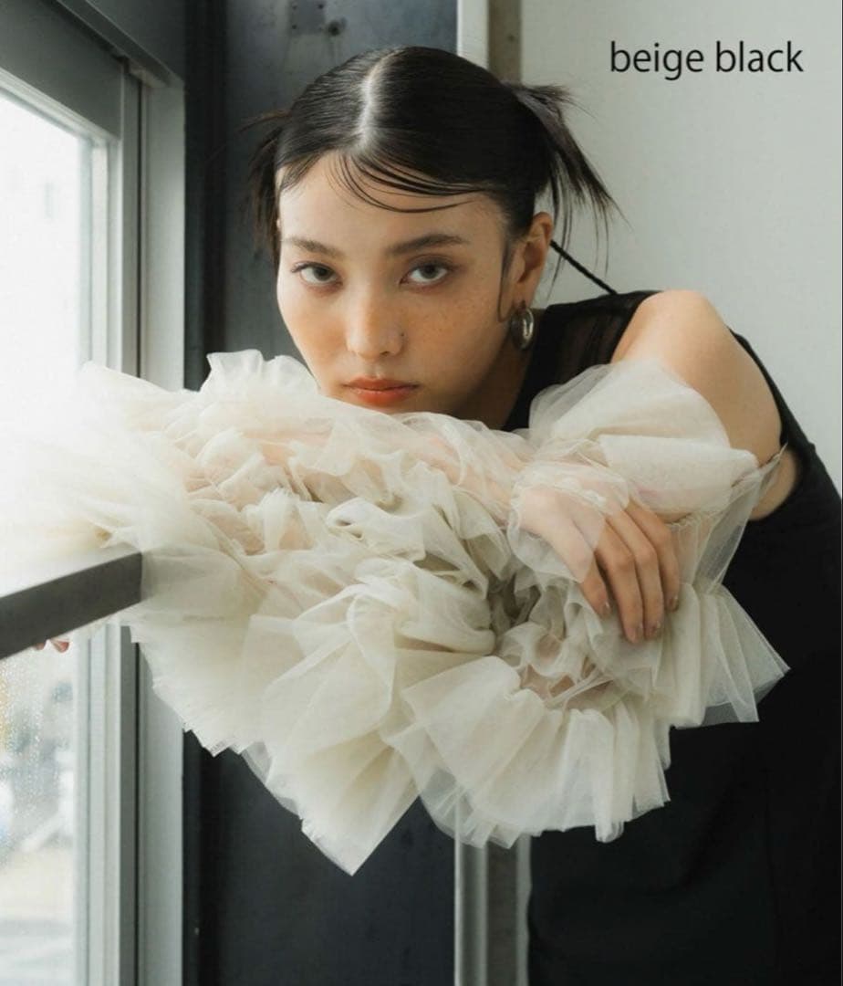 ANDRESD チュールフリルスリーブオケージョンドレス