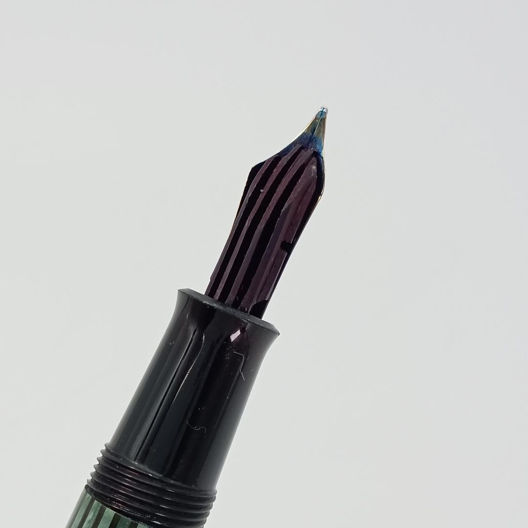 ペリカン pelican 万年筆 585 14KARAT 緑縞 ゴールド 14金