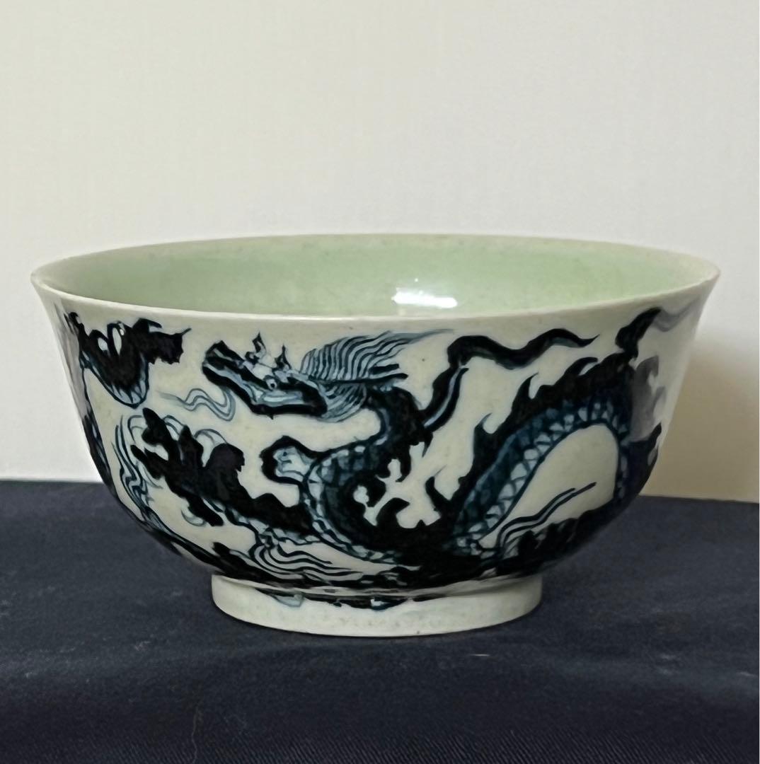 中国 骨董【大明宣徳年製】染付龍文碗