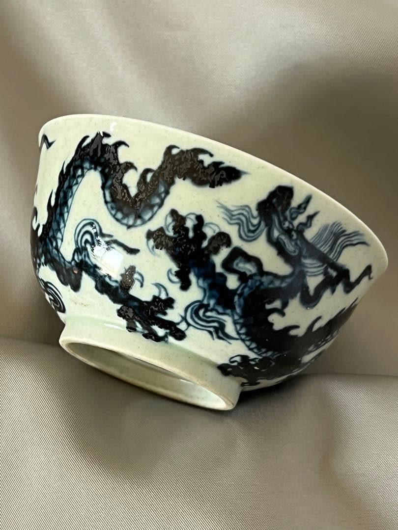 中国 骨董【大明宣徳年製】染付龍文碗