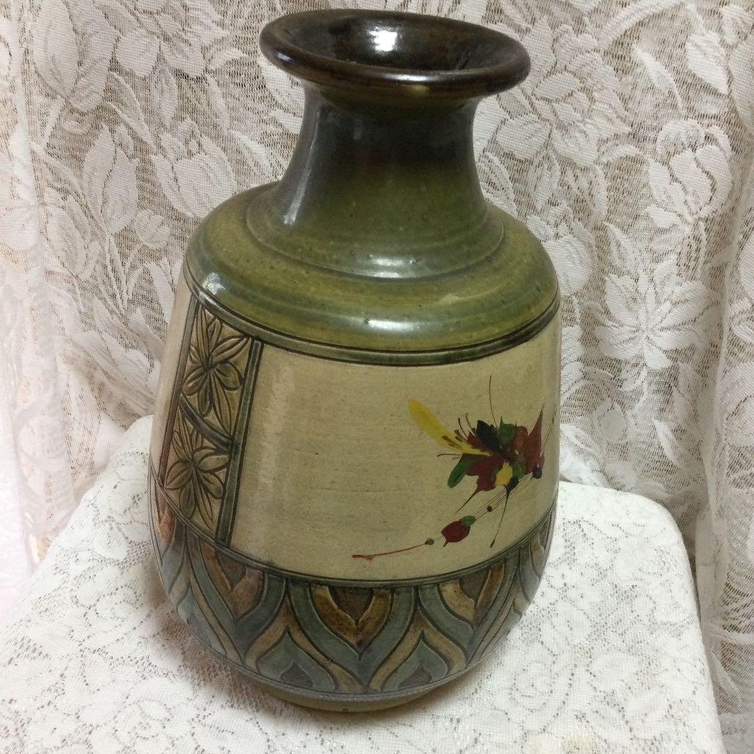 【壺屋焼】やちむん　人間国宝「金城次郎」の甥「金城敏勝」　花瓶・壺