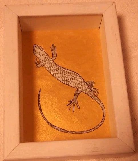 【金運アップ】白トカゲ（フレーム付）