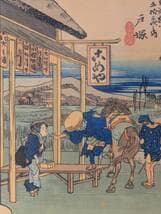 【真作】絵画　歌川広重　木版画　東海道五十三次　戸塚　浮世絵　W174
