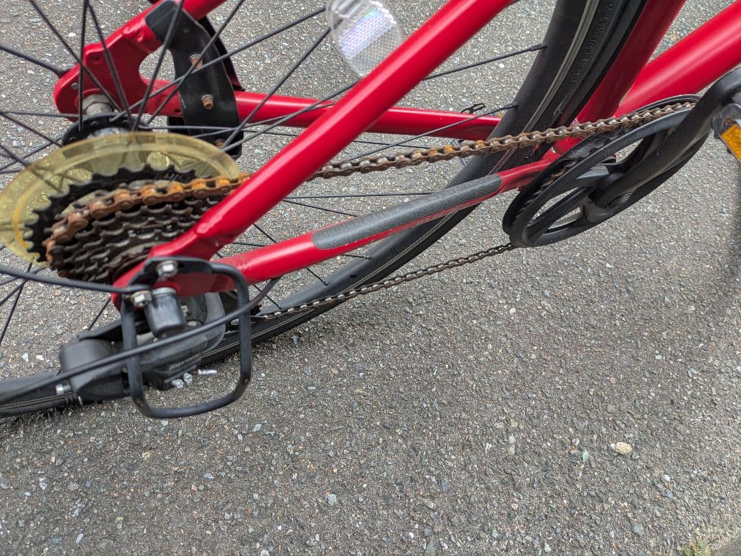 クロスバイク レッド アルミフレーム