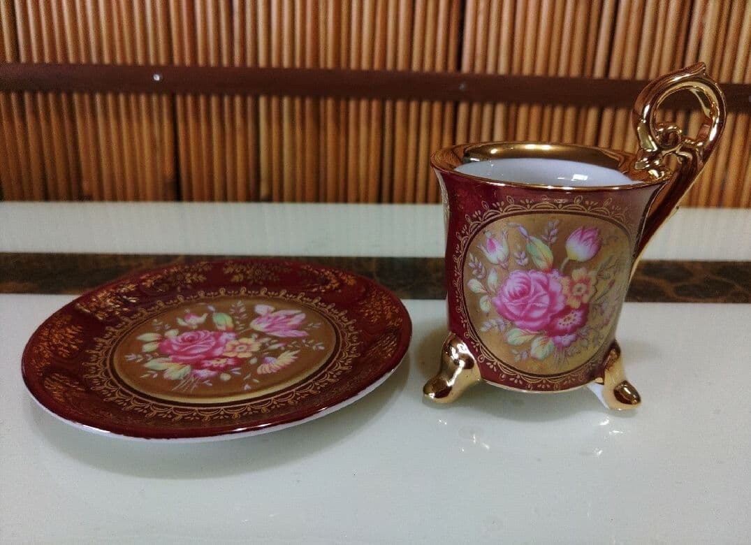 大橋陶器　デミカップ　カップ＆ソーサー　箱付き　926エンヂ　かわいい昭和レトロ