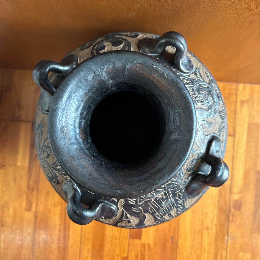 壺屋焼　故【島袋常明】エジプト紋大壺　やちむん