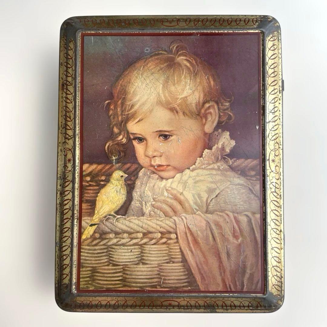 フランス　アンティーク　ビスケット缶　ブリキ缶　tin缶　ティン缶