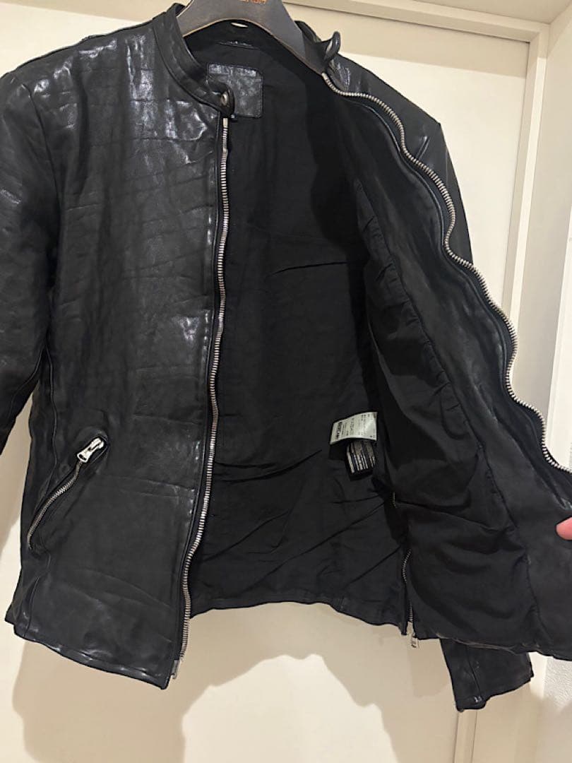 極美品バックラッシュ定価22万円フレンチショルダー製品染めシングルライダース黒M