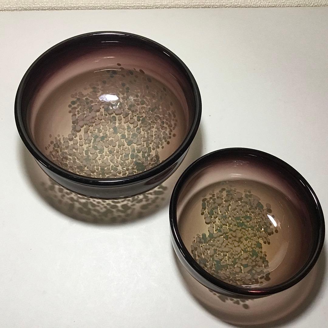 小林貢◆吹き硝子 ガラス鉢◆ボウル 工芸ガラス 和ガラス 盃洗 建水 菓子鉢 紫
