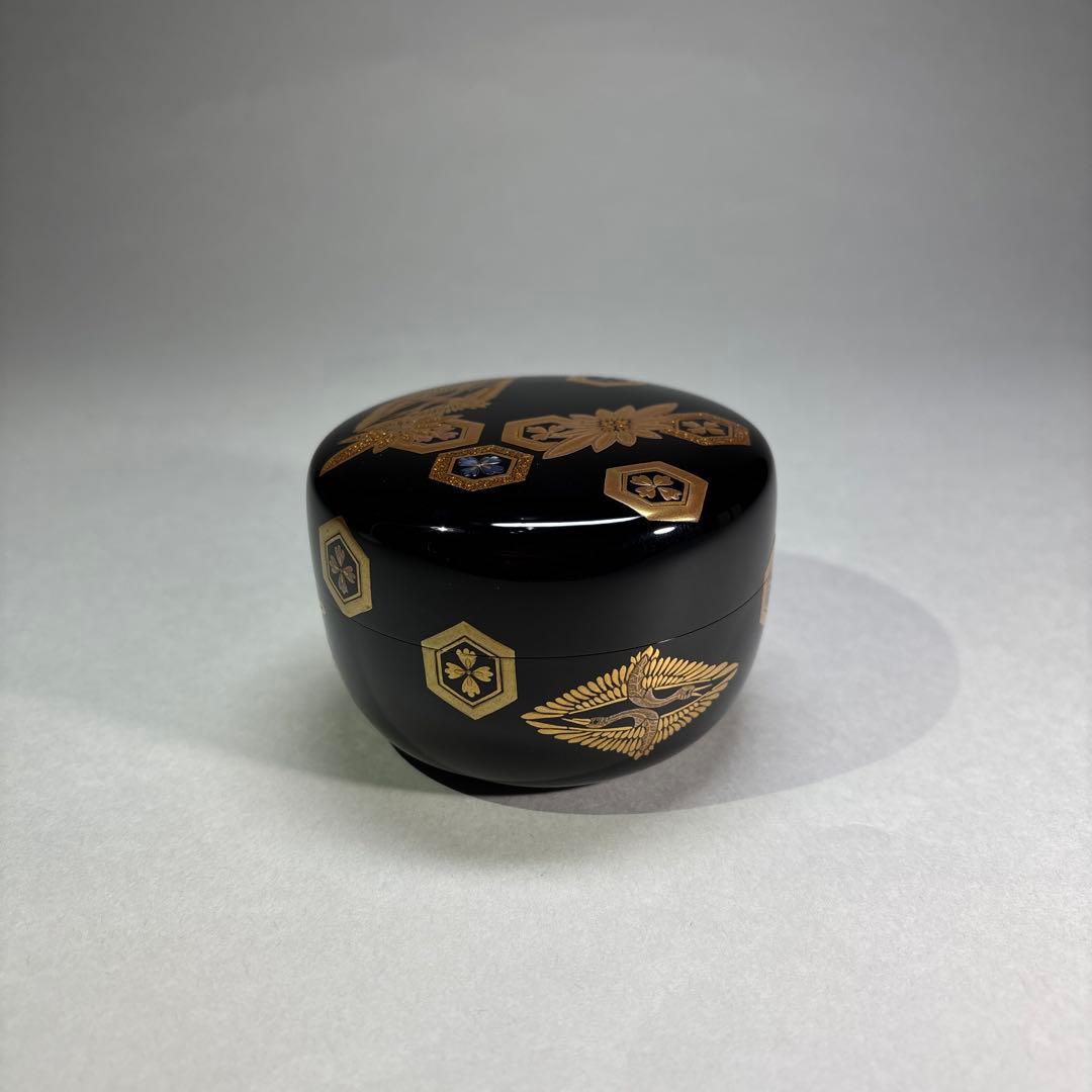 大下宗香　吉祥紋蒔絵　平棗 内平目銀地(桐箱入)