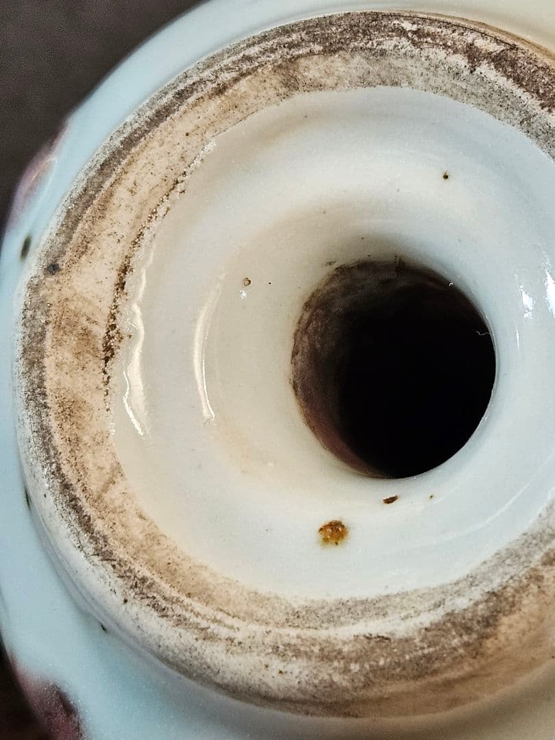 韓国古美術　韓国古陶磁器　李朝　青華辰砂　文字入　桃形　水滴　文房具　書道具