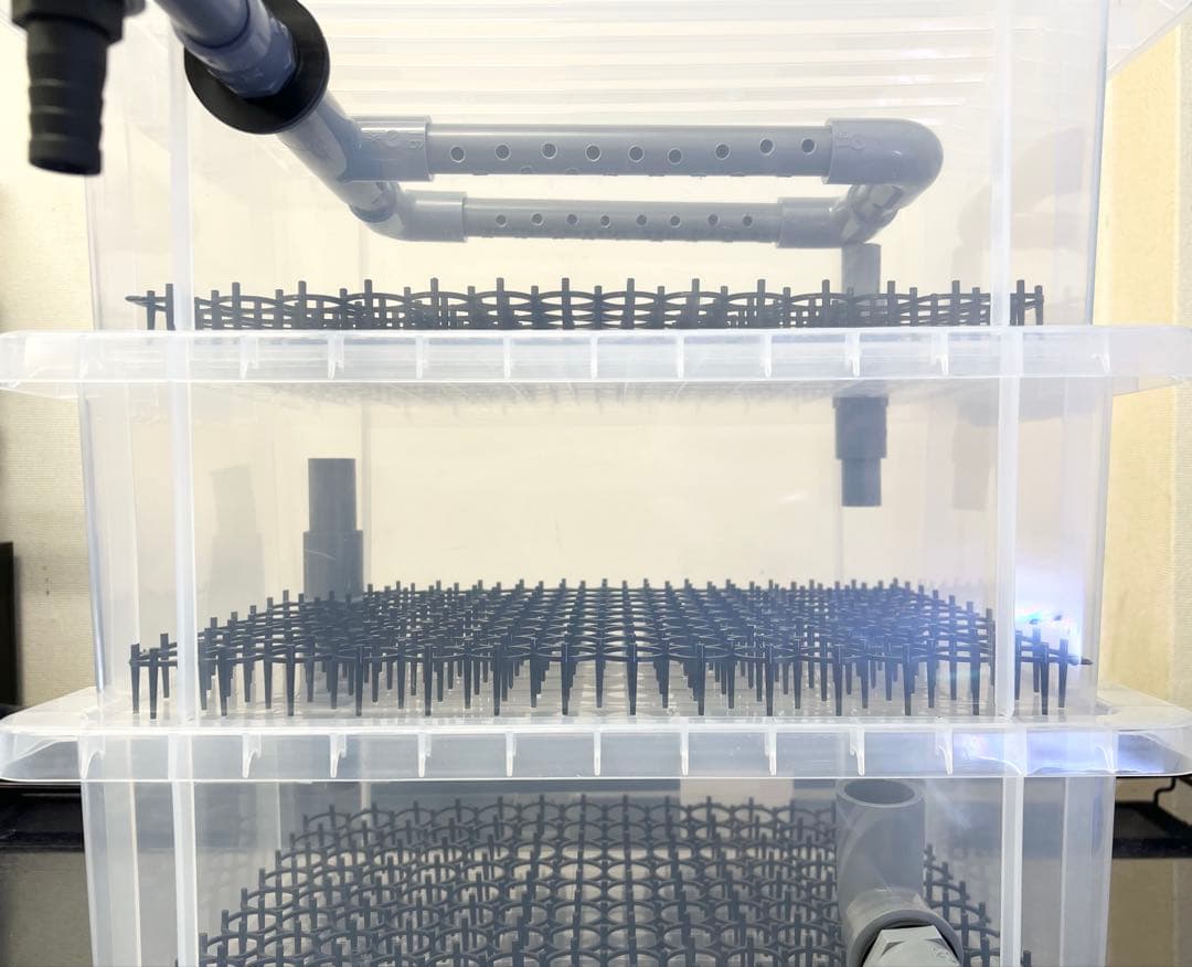 自作 濾過装置 3段ボックス クリア 濾過層 濾過器 金魚 メダカ 1,500L