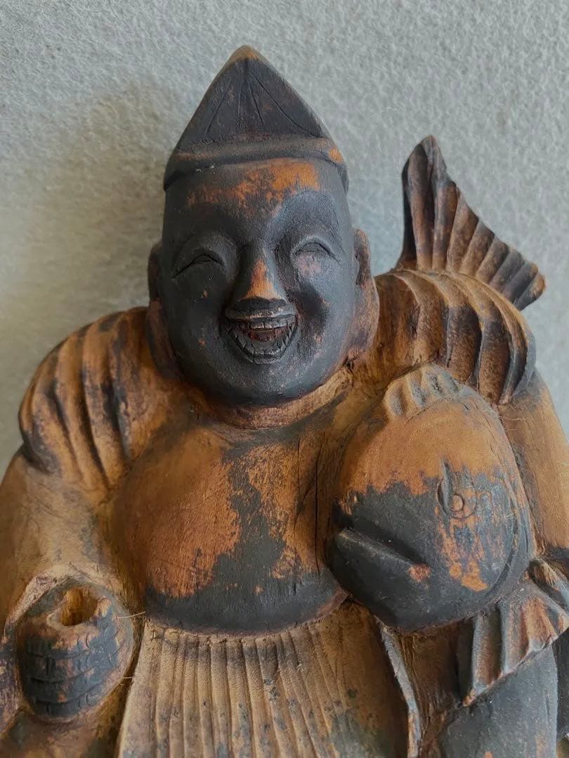 【レトロ】木彫り／恵比寿・大黒天の置物