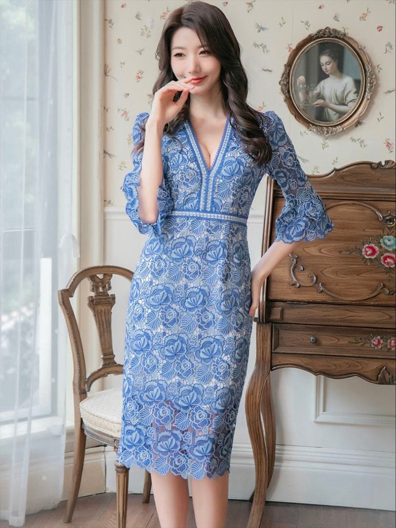 erukei settan ドレス 0 XS ブルー　エルケイ　銀座クチュール