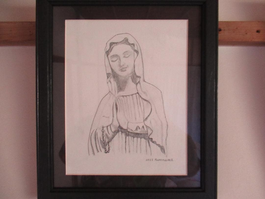 肉筆　絵画　マリア様