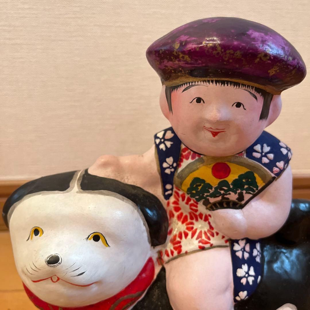 中野土人形　犬乗り童子　伝統工芸品　郷土玩具