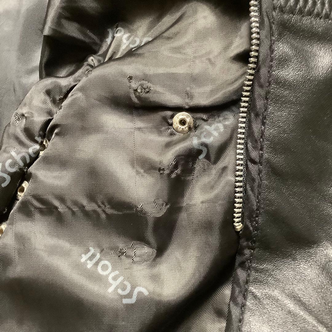 Schott スタッズ付きレザーシングルライダースジャケット K-321 メンズ