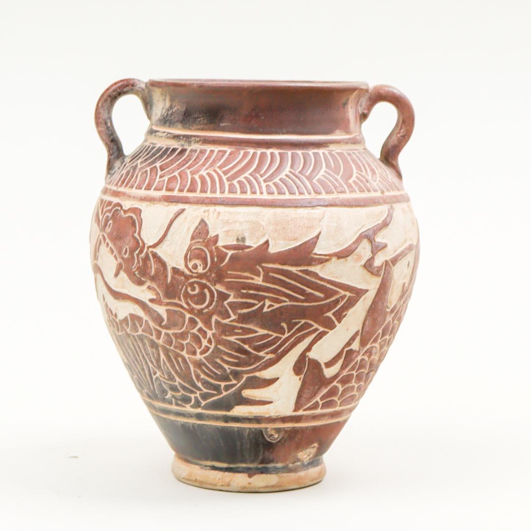 スコータイ様式 龍文耳付壺