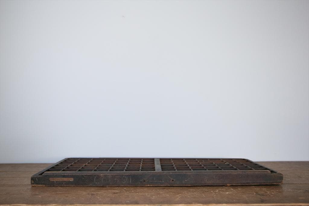 英国アンティーク木製プリンタトレイ/飾り棚/枡ケース/小物入れ(92-46-2)