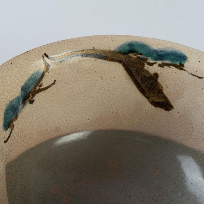 茶道具　尾形乾山作　色絵松図　茶碗　仕覆付　時代箱　Z　8609