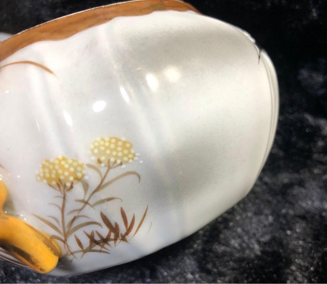 九谷焼 金襴手飾鉢 金彩色絵　人物風景図鉢 明治期 西田銘　古美術 骨董