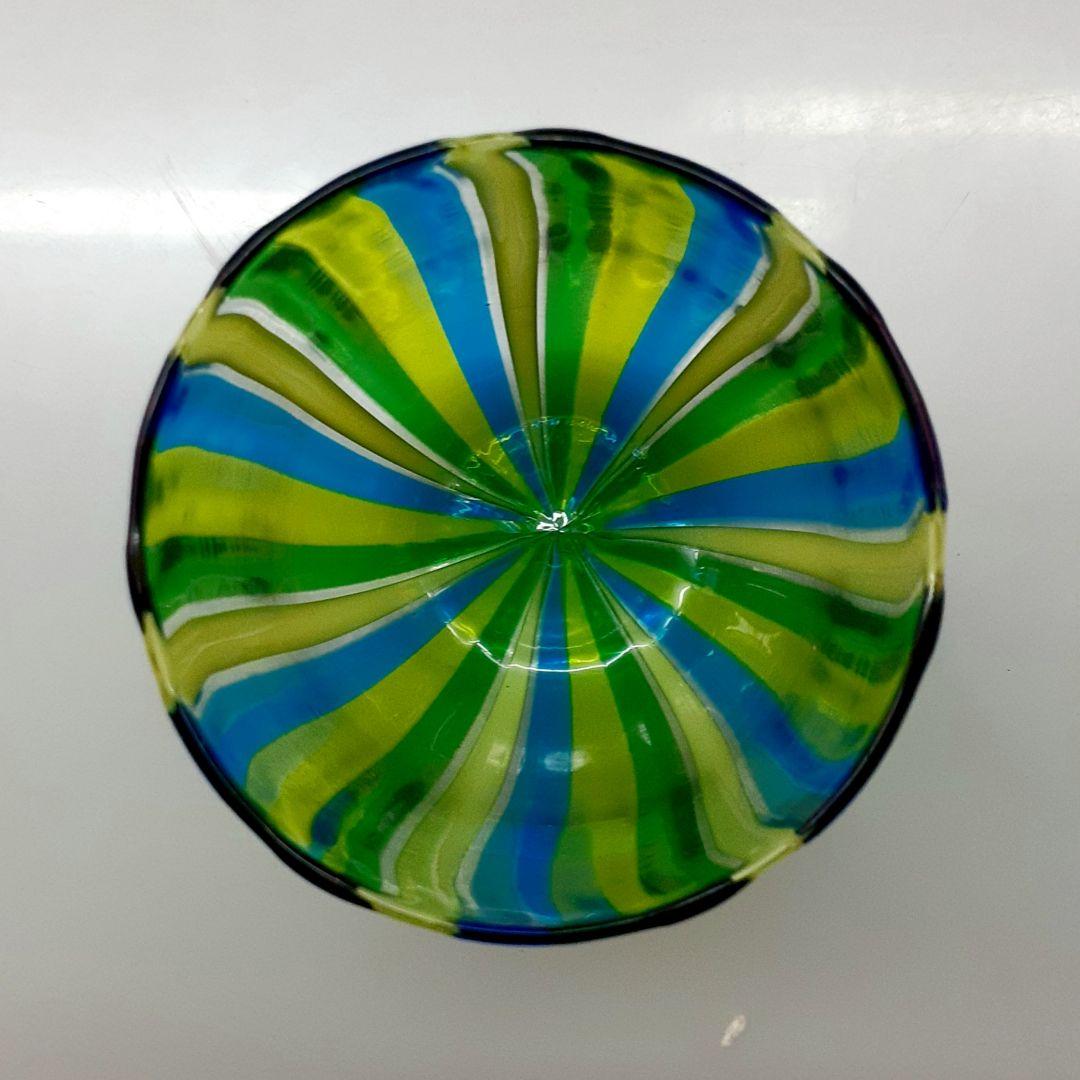 MURANO ムラノ 水色 グリーン イエロー ライン グラス