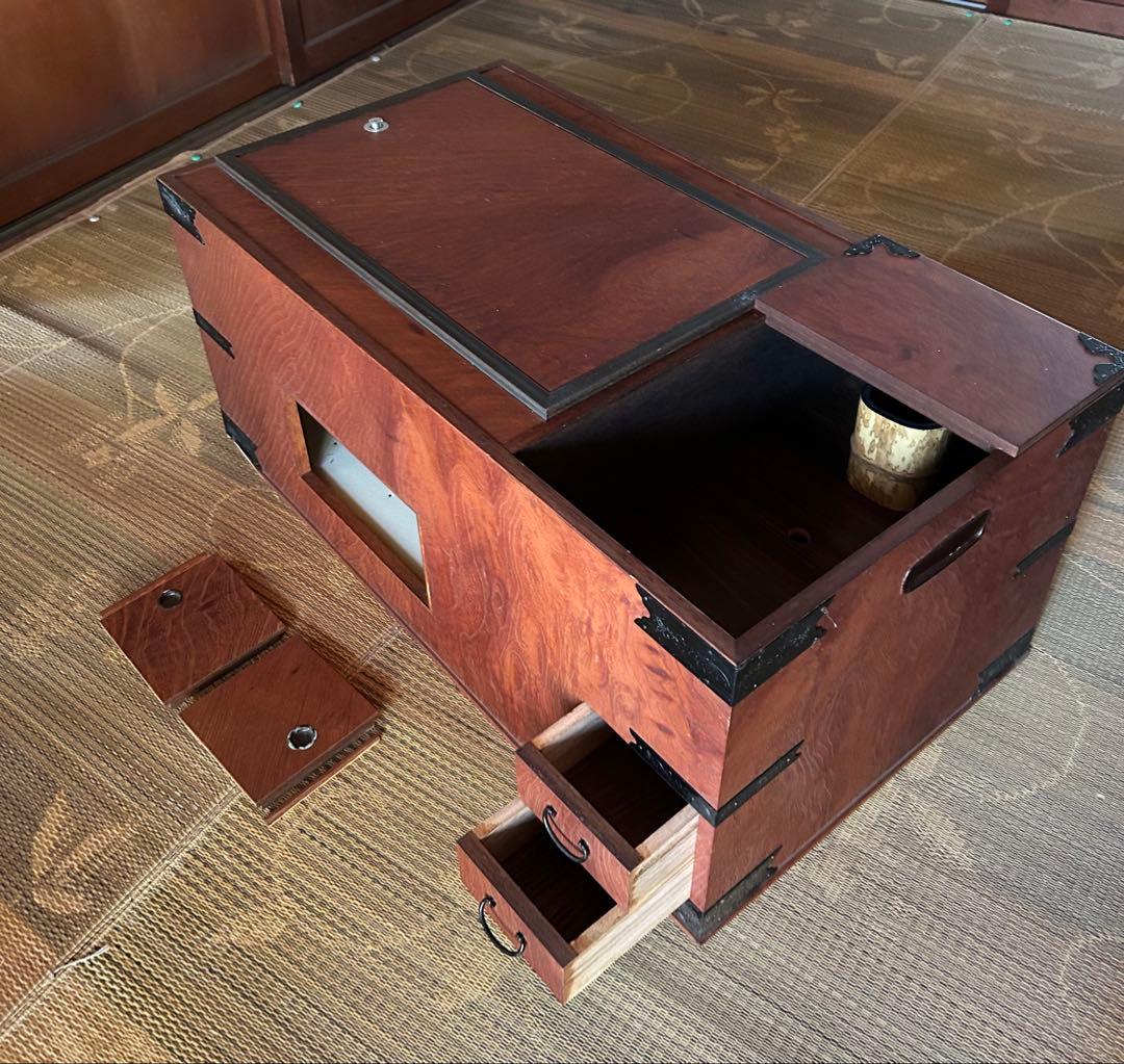 火鉢長火鉢/角火鉢/角型/囲炉裏/箱型火鉢/火桶/昭和レトロアンティーク　 木製