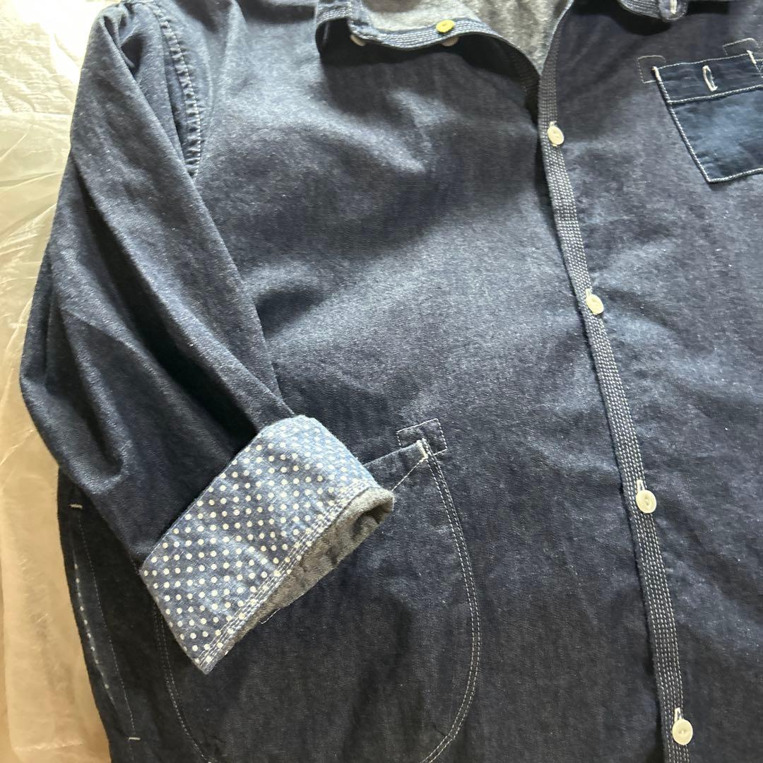 ダークデニム ロングシャツ男女兼用快晴堂