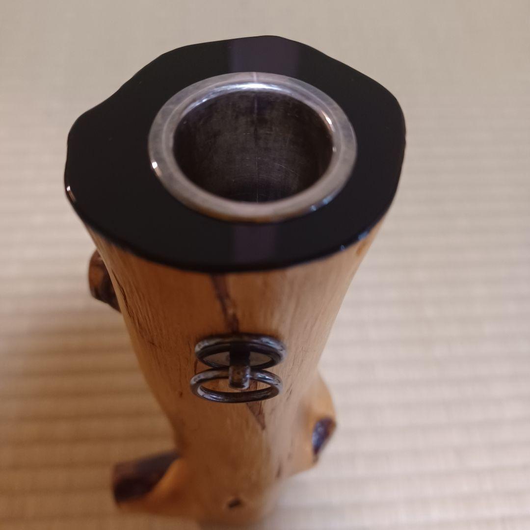 銀金具　蔦漆絵　掛花入　銀落とし　桐箱有　茶道具　漆芸　漆器　木製　⑲