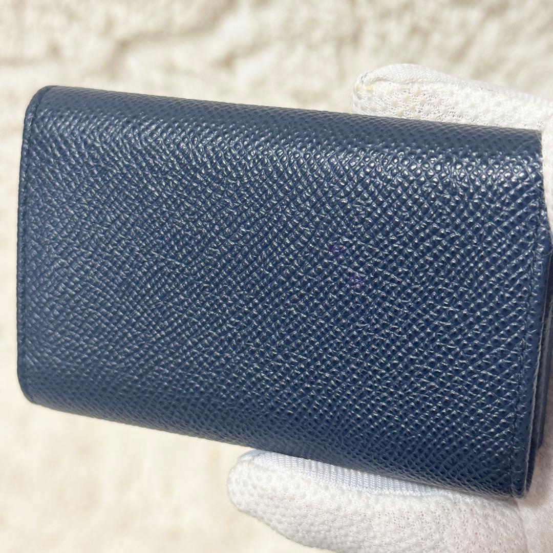 【未使用級】IC搭載　ブルガリ　マン　グレインレザー　 6連キーケース　ネイビー