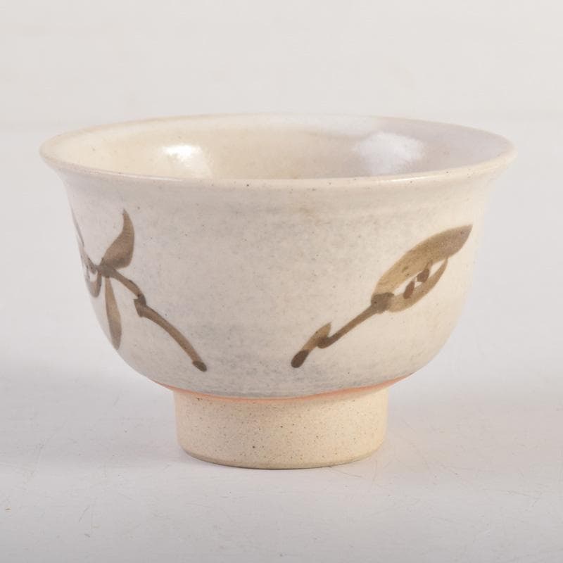 煎茶道具　虫明焼　岡本英山作　草文　煎茶碗　五客　C　8285