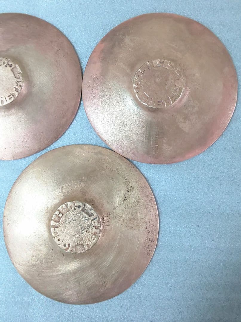 銅製茶托五客 陽咸二作 獅子魚鶴図 煎茶道具 煎茶器 銅茶托